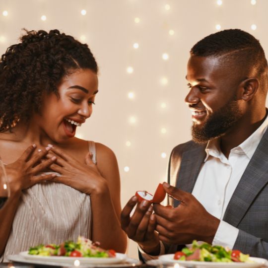 Young Black Couple Proposal